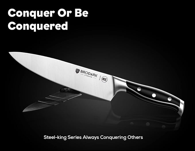 15Pcs High Carbon Stainless Steel Knife Set with Block, Ultra Sharp | Premium German Steel Kitchen Knives with Sharpener, Ergonomic Black Handle, Acacia Wood Block, Elegant Gift for Home Chefs