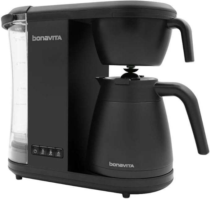 Bonavita Enthusiast 8 Cup Drip Coffee Brewer, Pour Over, SCA Certified Coffee Machine with Thermal Carafe, Stainless Steel Panel, Removable Reservoir, Matte Black | Thermal Carafe, Stainless Steel Panel, Removable Reservoir