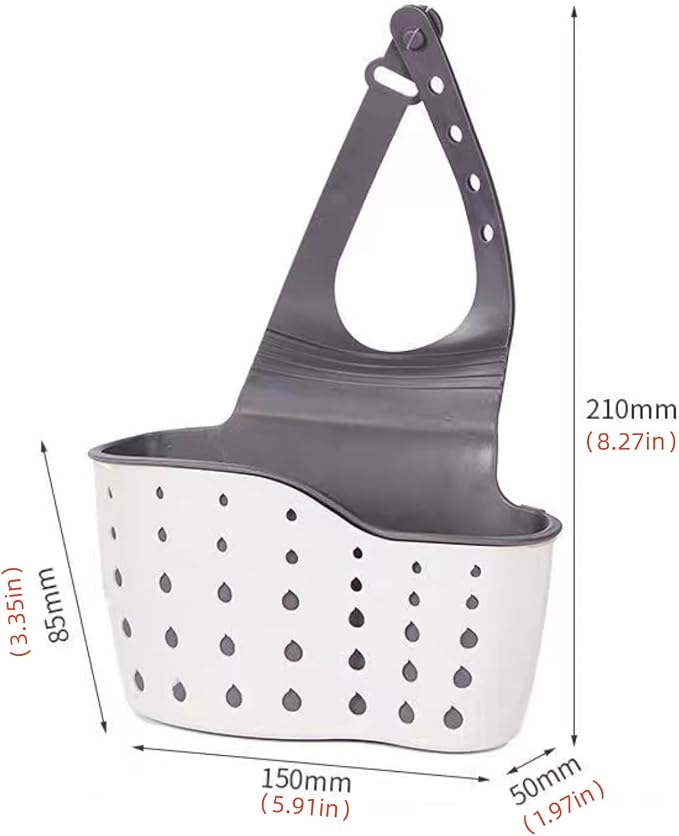 Kitchen sink storage shelf, hanging sink organizer, adjustable, removable, with drainage holes for easy drying (2 Pack)