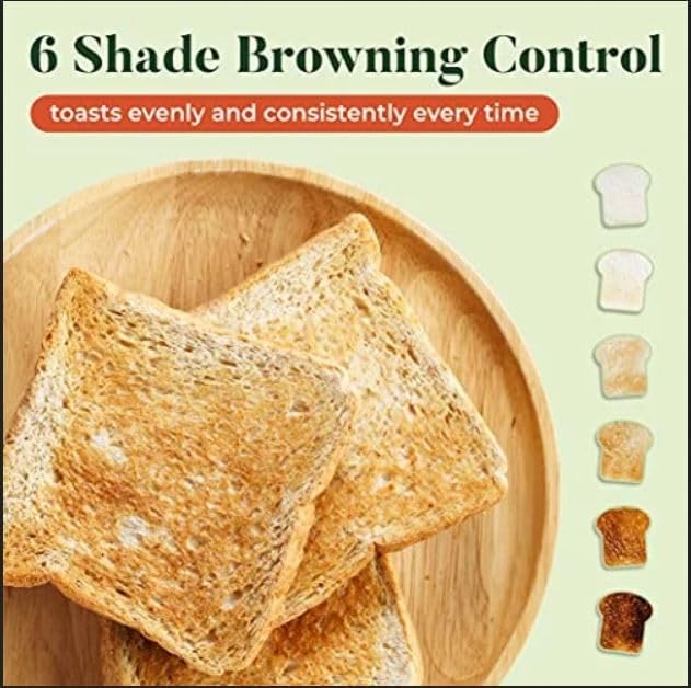 bella Stainless Steel 2 Slice Toaster with Extra Wide Slots & Removable Crumb Tray - 6 Browning Options, Auto Shut Off & Reheat Function - Toast Bread, Bagel & Waffle (Pack of 6)