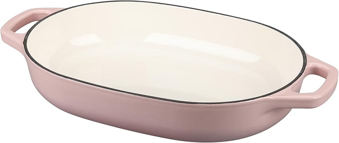 EDGING CASTING Enameled Cast Iron Oval Dutch Oven Pot with Lid, Dutch Oven for Sourdough Bread Baking, Bread Oven, Bread Dutch Oven, Oval Bread Pan, 7qt, Pink