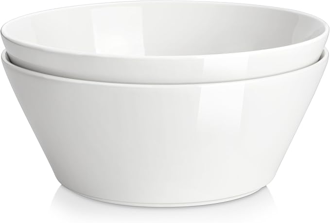 MALACASA 105 OZ Large Serving Bowls Ceramic Salad Soup Bowls Set of 2 | Deep Bowls for Kitchen, Family & Entertaining Salad, Soup, Pho, Fruit, Microwave & Dishwasher Safe, Series REGULAR