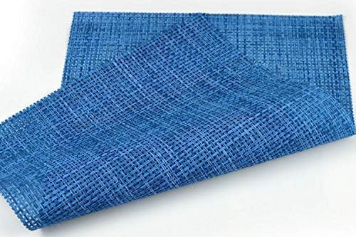 Zupro Hemp Blue Placemats Set of 4 Woven PVC 18"x12" for Indoor/Outdoor Use | Washable Heat-Resistant Non Slip Table Mats PVC Vinyl Kitchen Dining Patio Table Place Mats for Holidays Dinner Parties BBQs