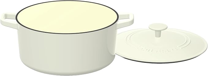 Cuisinart Chef's Classic Enameled Cast Iron Dutch Oven with Lid, Porcelain Enameled Interior, Oven Safe, Induction Compatible, 5-Quart, Round, Cream