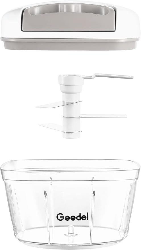 Geedel Vegetable Chopper, Manual Food Chopper with Hand Pull String, 500ml | Manual Food Processor, Sharp Stainless Steel Blade, Non-slip Base, Dishwasher Safe, No BPA, Portable, for Veggie, Fruit, Nut