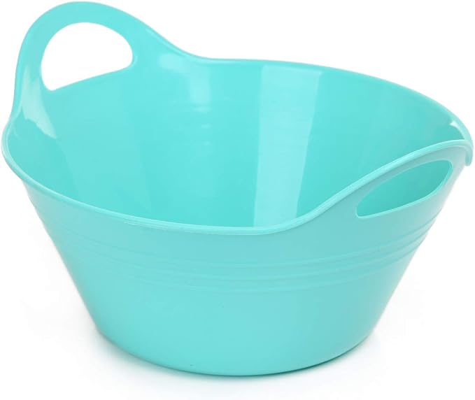 Mintra Home Plastic Bowls with Handles (970ml Small 3pk, Teal) - 6.75inW x 3inH - for snacks, candy, popcorn, gift basket, lightweight serving bowl for party, 3 Pack