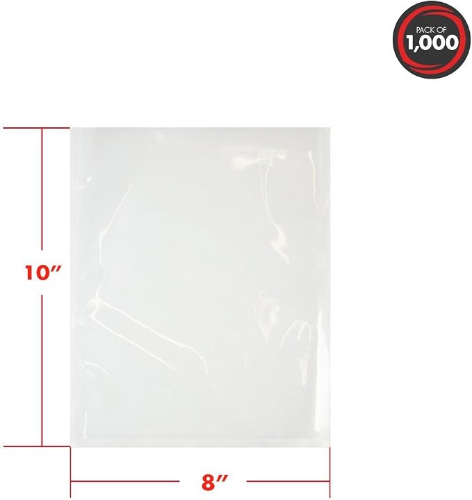 UltraSource - Chamber Machine Pouches 3 Mil Thickness, 8" x 10", Pack of 1000 Vacuum Chamber Pouches, BPA-Free Pre-Cut Chamber Vacuum Sealer Bags with tear notch