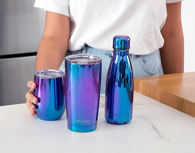CHILLOUT LIFE 12 oz Stainless Steel Wine Tumbler with Lid - Double Wall Vacuum Insulated Wine Cup Glass Keeping Cold & Hot for Coffee, Champagne, Cocktails, Ice Cream - Dishwasher Safe Color