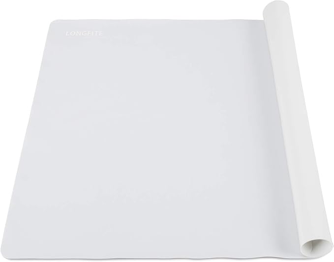 LONGFITE Silicone Baking Mat for Dough Rolling Pastry Fondant Mat Large Nonstick and Nonskid Heat Resistent, Countertop Protector, Dining Table Mat and Placemat (Large, Gray)