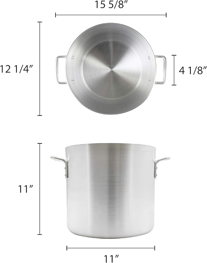 TrueCraftware- 20 qt. Heavy-Duty Aluminum Stock Pot with Riveted Handle 6mm Thickness-Multipurpose Pot Cookware Large Stockpot For Cooking Simmering Soup Stock Home Kitchen