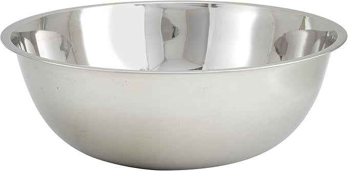 Winco 20 qt Stainless Steel Mixing Bowl | Dishwasher safe, All-purpose mixing, True capacity sizing, Great for Salads, Sides, Pasta and Shared Dishes