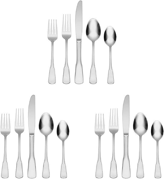 Oneida Colonial Boston 20-Piece Flatware Set, Service for 4, Silver (Pack of 3)