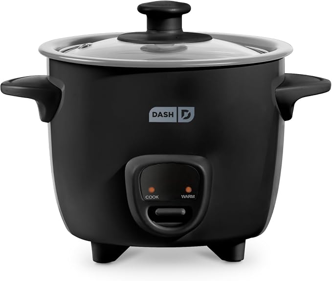 Dash Mini Rice Cooker, 2-Cup Removable Ceramic Nonstick Pot, Black | Small Rice Cooker, Rice Maker for One, Keep Warm Function, Cooks Oatmeal, Quinoa & Grains
