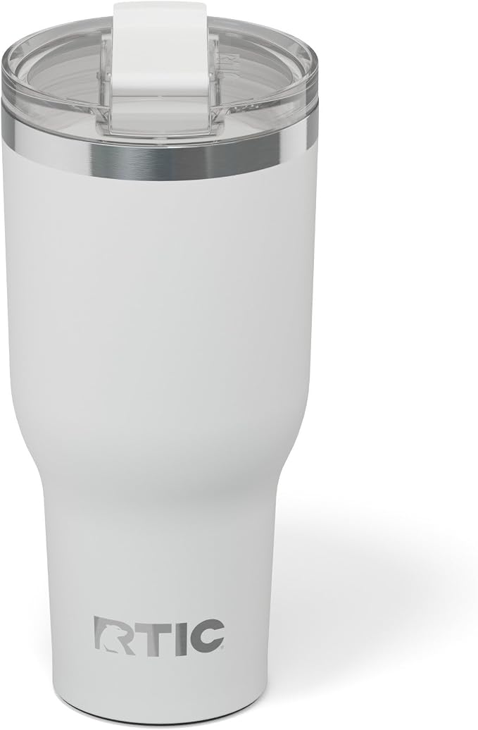 RTIC 40oz Essential Tumbler with Lid, Ceramic Lined, White | Insulated, Stainless Steel Metal, Portable Travel Cup for Hot and Cold Drinks, Coffee, Car, Camping and Travel