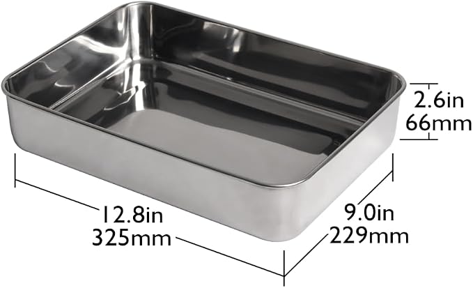Lindy's Stainless Steel 9 X 13 Inches Covered Cake Pan with Stainless Steel Lid, Deep Pan for Baking Cakes, Breads, Casseroles, Fish, Vegetables and More