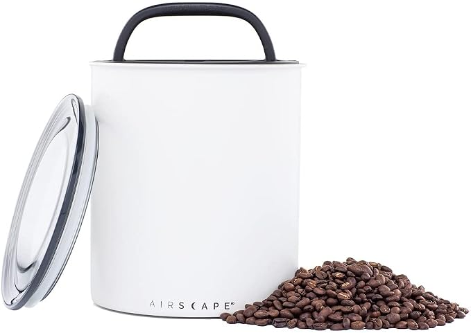 AirScape by Planetary Design | 2.2 lbs Coffee Storage | Matte White | Plunger Lid Removes Excess Oxygen - DON'T buy airtight, BUY AIR-LESS - Holds 2.2 lbs Coffee Beans - (Matte White)