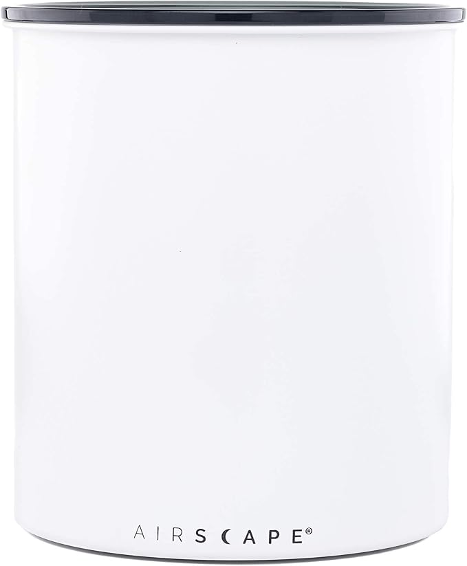 AirScape by Planetary Design | 2.2 lbs Coffee Storage | Matte White | Plunger Lid Removes Excess Oxygen - DON'T buy airtight, BUY AIR-LESS - Holds 2.2 lbs Coffee Beans - (Matte White)