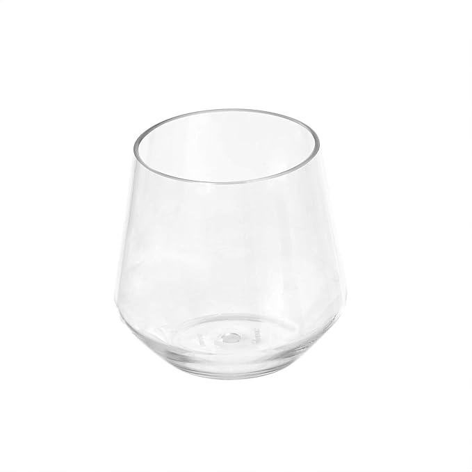 Amazon Basics Tritan Glasses, Dishwasher Safe, BPA-Free Plastic, Stemless Wine, Shatterproof, Looks Like Glass, 14-oz, Clear, Set of 4