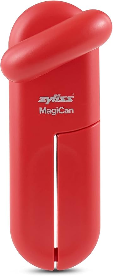Zyliss MagiCan Manual Can Opener with Lid Release - Heavy Duty Can Opener Kitchen Gadgets - Home Manual Tin Open - Easy to Use Hand Held - Effortlessly Open Cans - Compact Design - Red