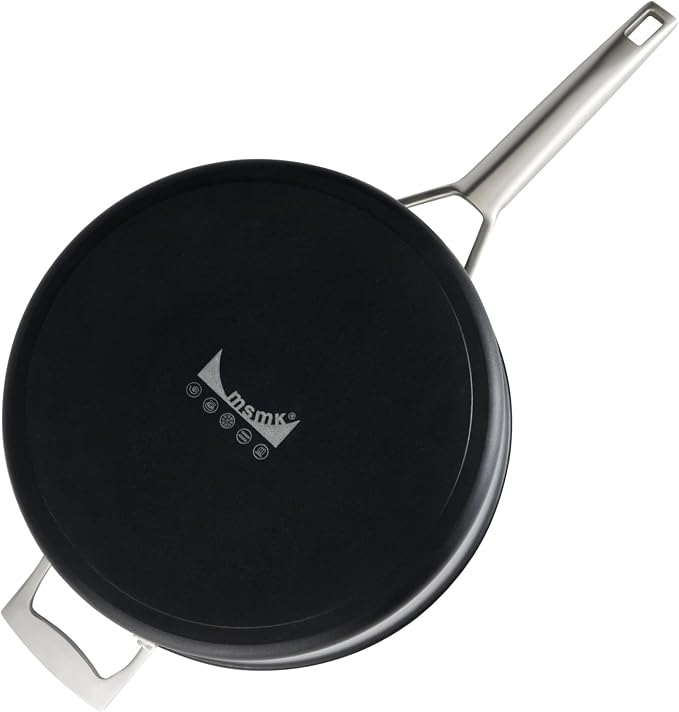 MsMk 5 QT Nonstick Saute Pan with lid, 11 inch Induction Deep Frying Pan | Non Toxic, Even Heating, Easy Clean, suitable for gas & electric & induction stove, Dishwasher & Oven Safe, Cerammic