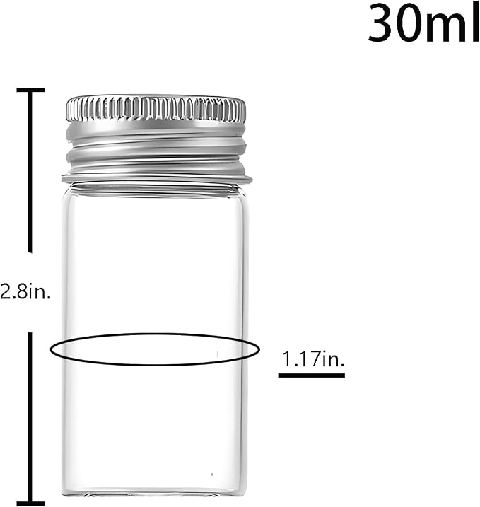 30ml Glass vials 30pcs,With aluminum screw cap30pcs Clear Glass Bottles