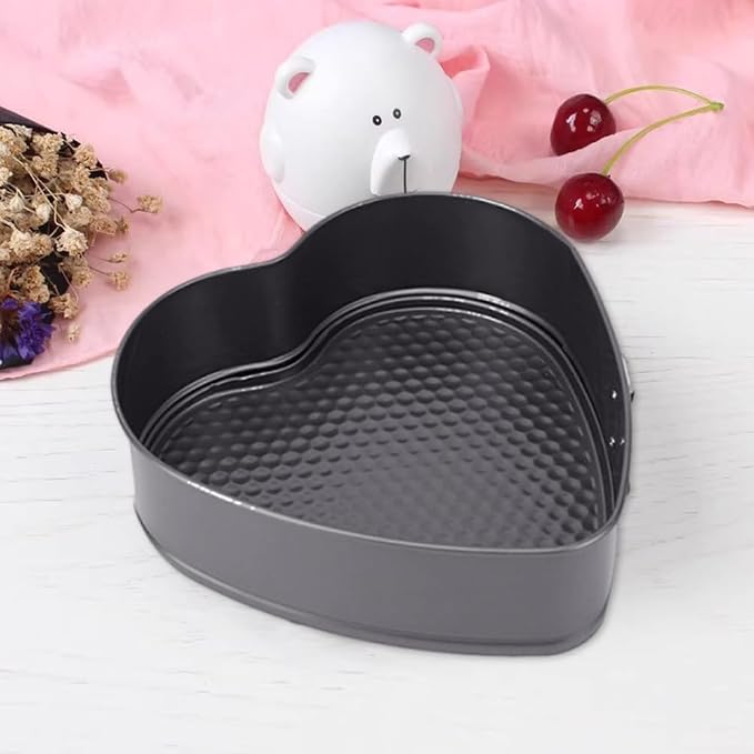 3pcs Springform Pan, 7,8,9 Inch Cheesecake Pans with Removable Bottom, Carbon Steel Baking Pans Nonstick Baking Tin Cake Mould for Small Pizza Pie (Heart Shape)