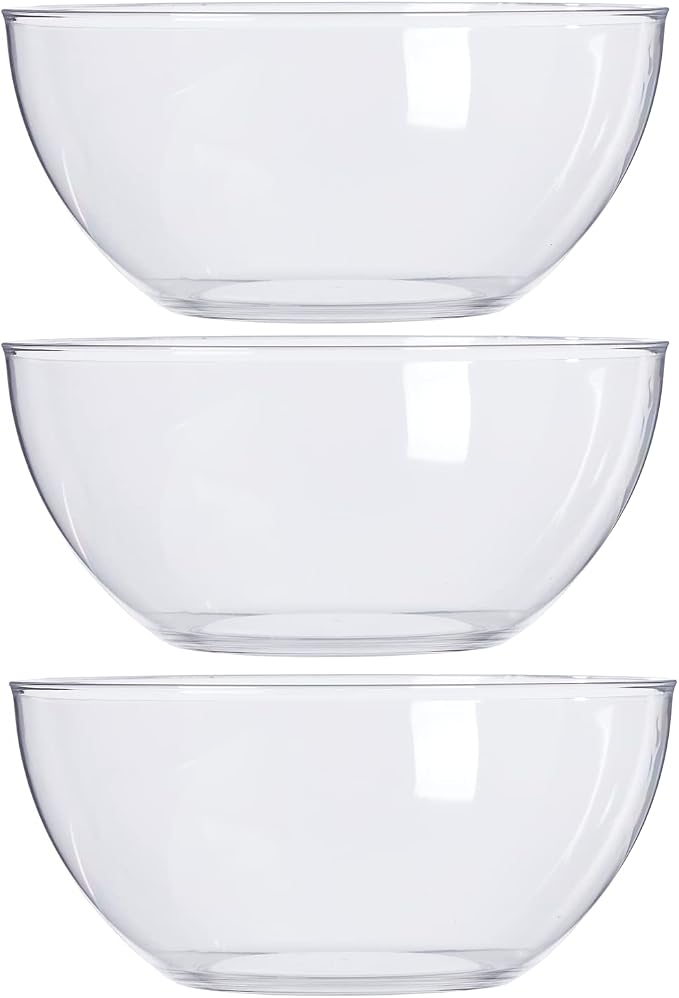 US Acrylic Vista Clear Plastic Salad and Serving 10-inch Bowls | set of 3 | Reusable, BPA-free, Made in the USA | 135 oz. capacity