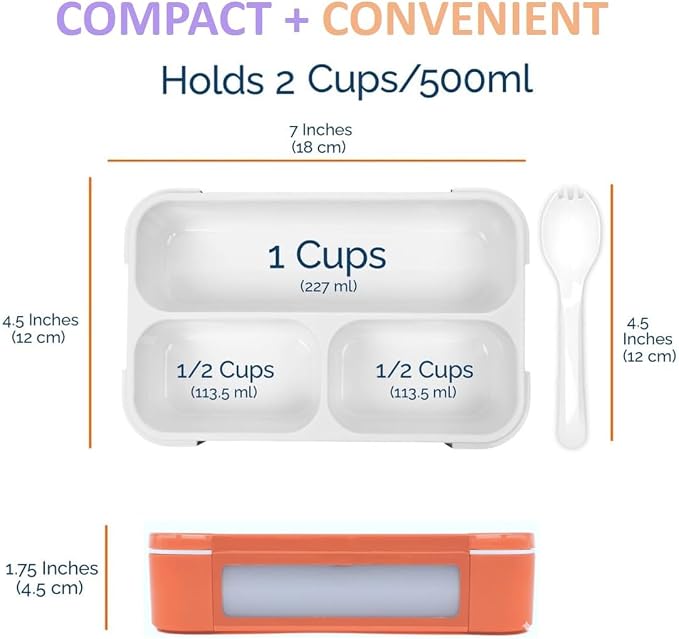 kinsho Small Snack Box Containers for Kids, Set of 3 (Pink+ Purple+ Coral) | 3 Compartments, Leak-Proof, Spill Proof, BPA-Free Reusable Small Mini Bento Lunch Box for Daycare School Travel, Holds 2 Cups