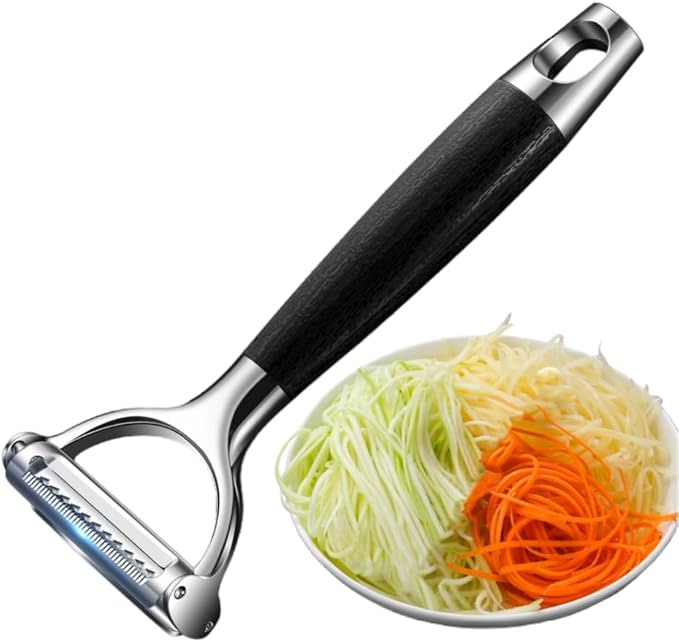 2-in-1 Julienne Peeler Vegetable Peeler for Kitchen | Versatility:Peeling and Shredding, Great for home cooks looking to make vegetable noodles, salad toppings or garnishes