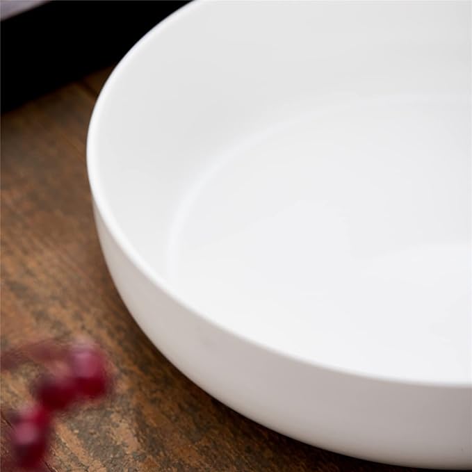 10'' Large Serving Bowl, 2.8 Quart Big Salad Pasta Bowl, Porcelain Fruit Bowl,Matte Mixing Bowls,Wide Soup Bowl for Family Kitchen,Microwave & Dishwasher Safe (White)