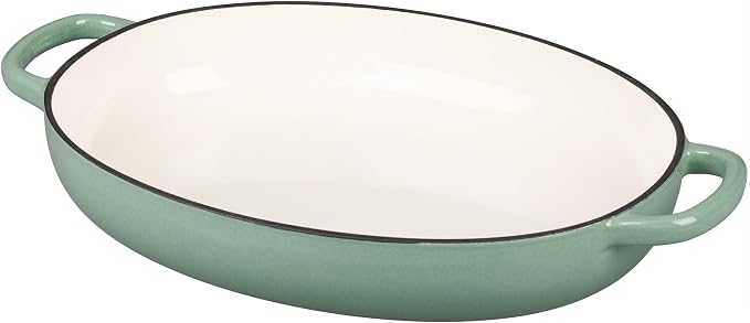 EDGING CASTING Enameled Oval Cast Iron Dutch Oven Pot with Lid, Bread Dutch Oven for Sourdough Bread Baking, Dutch Oven Bread, Bread Oven, 6QT, Sage Green