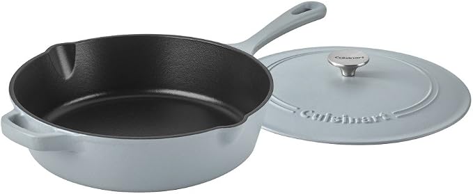 Cuisinart Chef's Classic Enameled Cast Iron Dutch Oven with Lid, Porcelain Enameled Interior, Oven Safe, Induction Compatible, 12-Inch, Chicken Fryer, Matte Grey