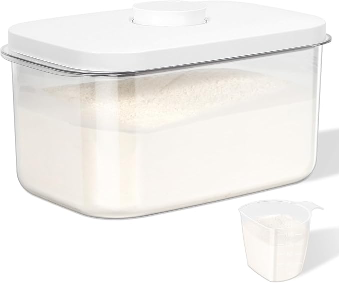 Airtight 12 Lbs Flour Sugar Storage Containers 6.34 Qt Rice Holder BPA Free | Clear PET Plastic Pet Dog Cat Food Storage Container with Pop Up Lid Dry Food Bin for Kitchen Pantry Organization