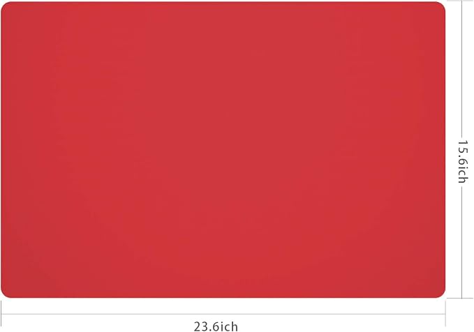 Silicone Placemats, Food-Grade Non-Slip Waterproof, Dining, Stain Resistant, Countertop Protector, Kitchen Counter Mat, Heat Resistant, Baking mat Dishwasher Safe (23.6"×15.7"-2pack, Red)