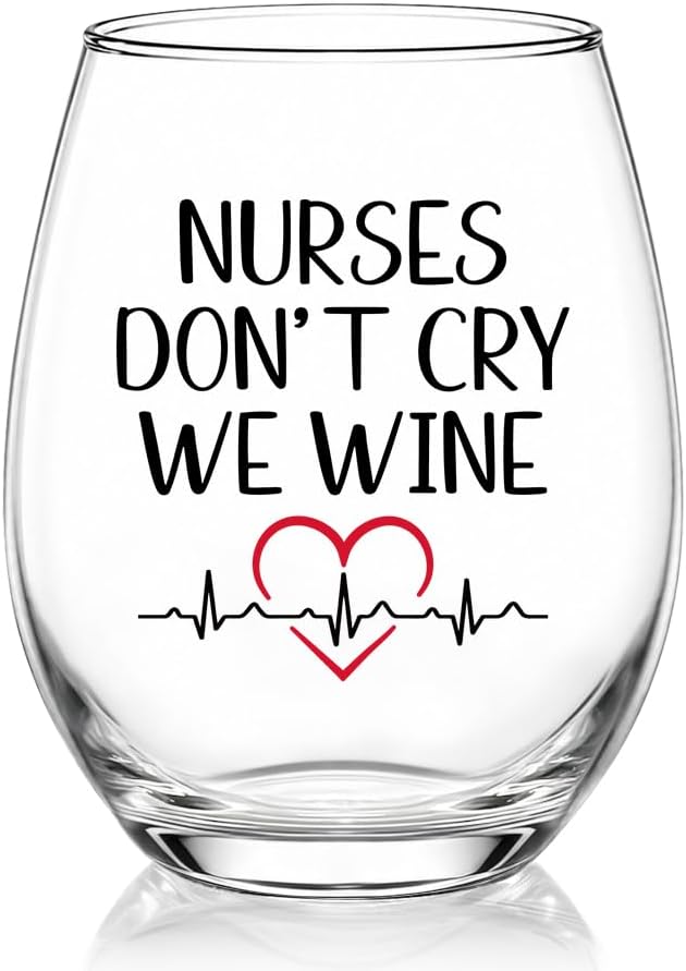 Nurses Don’t Cry We Wine Stemless Wine Glass, 15oz Crystal Clear Drinking Glass for Women, RN Appreciation Gifts, Nurse Graduation Glassware, Christmas, Birthday Gifts for Nurse