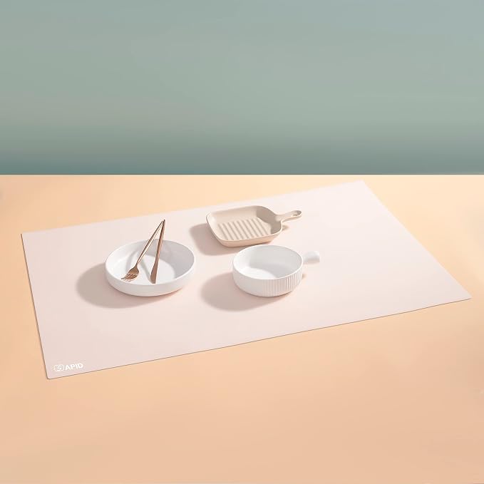 Extra Large Silicone Mat Kitchen Counter Heat Resistant Table Mat 36" x 24" | Place Mats Countertop Protector, Thick Placemats Silicone Mats for Kitchen Counter Dining Table Mat, White Translucent, Sapid