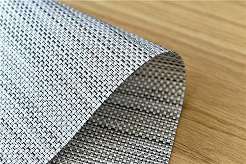 Zupro Woven PVC Table Runner(Silver Gray) 12x71IN, for Indoor/Outdoor Use | Washable Heat-Resistant Non Slip Table Mats PVC Vinyl Kitchen Dining Patio Table Place Mats for Holidays Dinner Parties BBQs