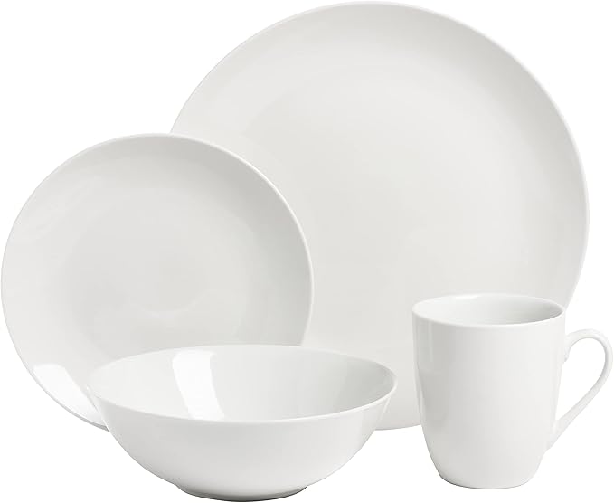 10 Strawberry Street Simply Coupe 16 Piece Dinnerware Set, White - SM-1600-CP-SW