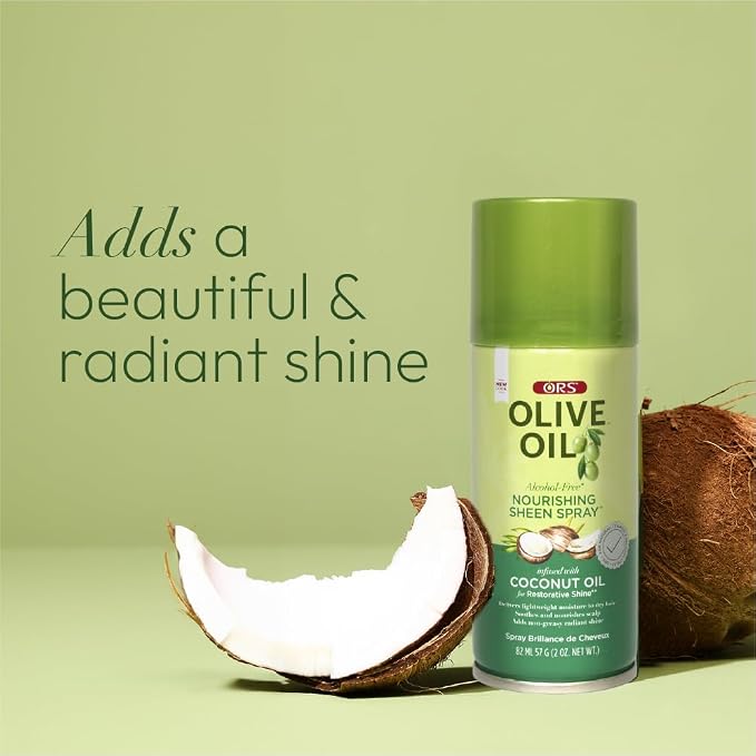 ORS Olive Oil Nourishing Sheen Spray with Coconut Oil for Restorative Shine 2 Ounces - Travel Size (Pack of 2)