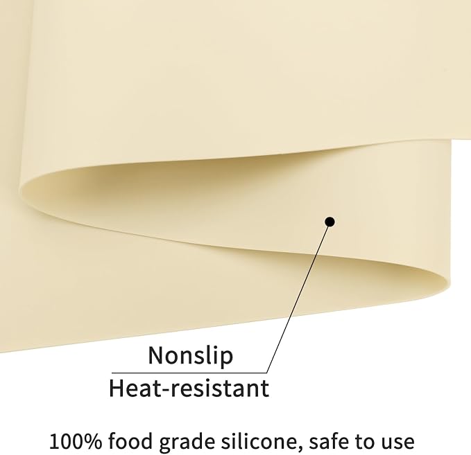 Extra Large Silicone Mats for Countertop - Counter Table Protector Placemats for Baking Crafts, Kids Dinner Placemat Nonstick Nonskid Heat-Resistant Kitchen Pad, 23.6'' x 15.7'', Beige