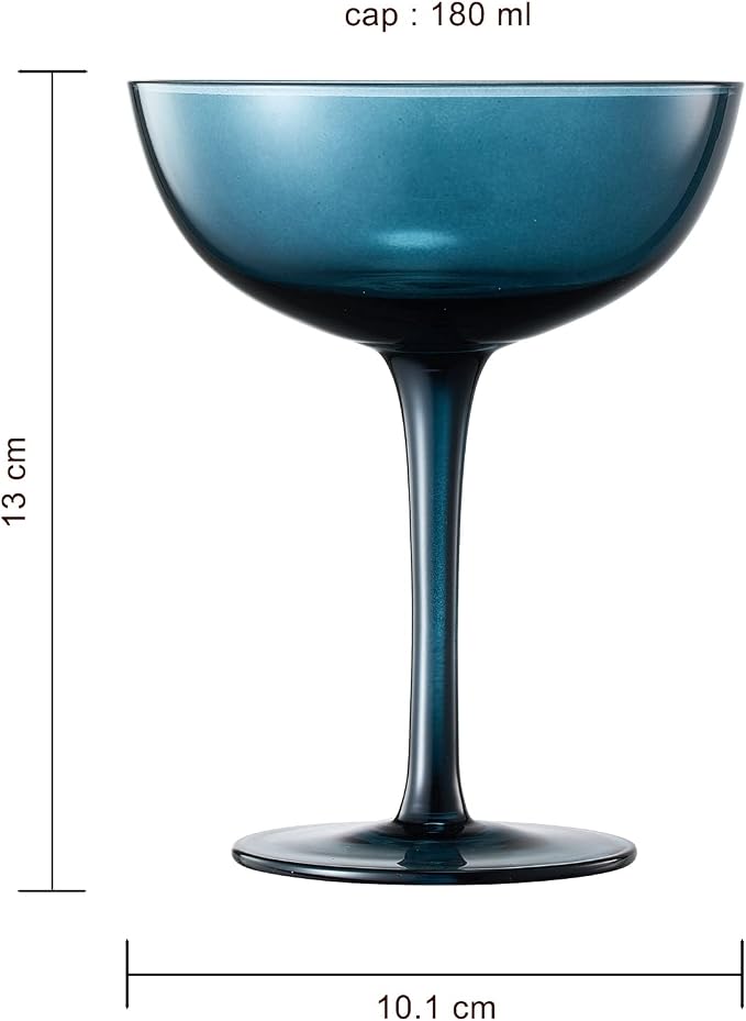 Beautiful Colored Martini, Champagne & Cocktail Luxury Coupe Glasses | Set of 6 | Crystal 6 6oz - Stemmed Goblet Drinking Cups, Color Gift Set - Her, Wife & Mom - Colorful Drinkware - Water, Wine