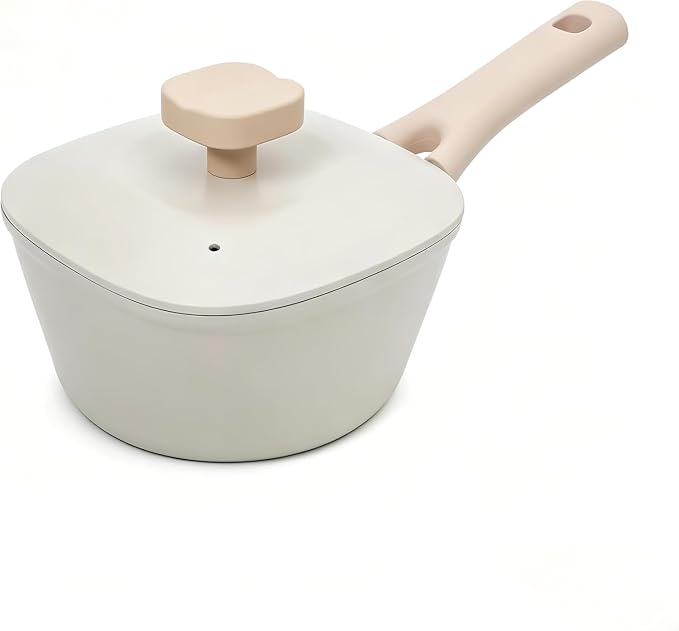 3QT Saucepan with Lid, Nonstick Ceramic Coating, PFAS & PFOA-Free, Induction Compatible, Dishwasher Safe, Stay-Cool Handles, Durable Scratch-Resistant Design