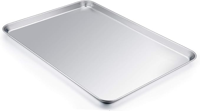 TeamFar Baking Sheet, 20" x 14" x 1" Stainless Steel Cookie Sheet Pans | 2 Piece Half Sheet Baking Pan Bakeware Set, Heavy Duty & Thick Gauge, Non Toxic & Healthy, Mirror Finish & Dishwasher Safe