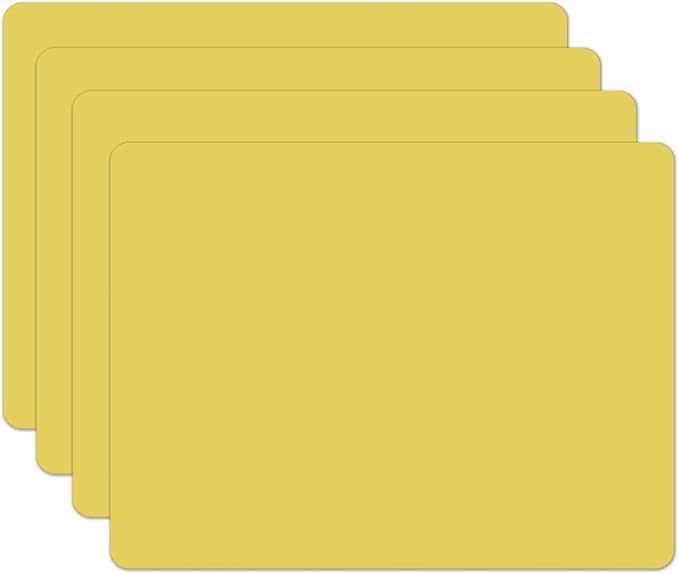 Silicone Placemats, Food-Grade Non-Slip Waterproof, Dining, Stain Resistant, Countertop Protector, Kitchen Counter Mat, Heat Resistant, Baking mat Dishwasher Safe (15.7x11.8Inch-4pack, Yellow)
