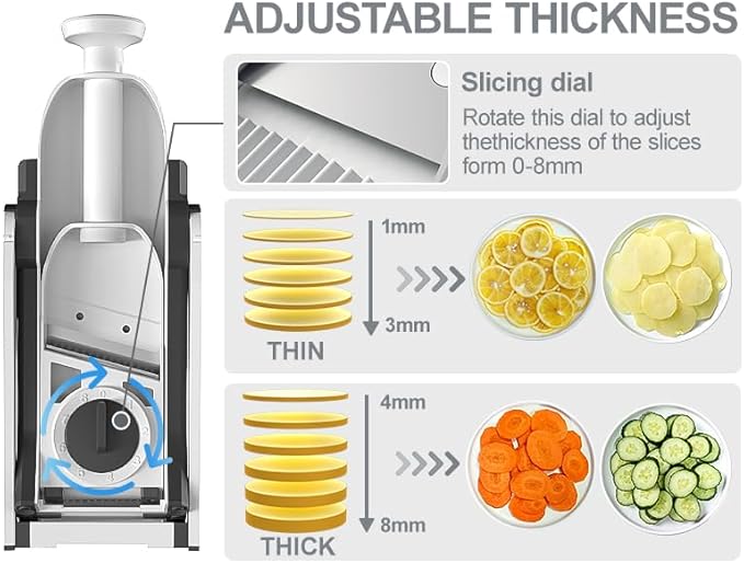 Safe Mandoline Slicer for Kitchen, Potato Slicer for Chips,Vegetable Cutter | Potato Slicer for Chips, 6 in 1 Vegetable slicer with Thickness Adjuster, Faster Kitchen Slicer for Meal Prep (Only Slice)