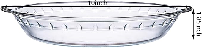 1 Pack Round Glass Pie Pans for Baking Round Baking Dishes with Handles for Apple Pie Pumpkin Pie Salads (Clear 10in)