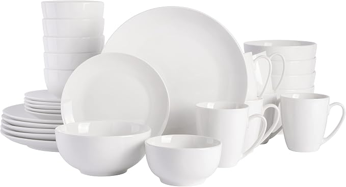 Gibson Home Ogalla 30-Piece Dinnerware Set – Porcelain, Chip & Scratch Resistant, White - Service for 6
