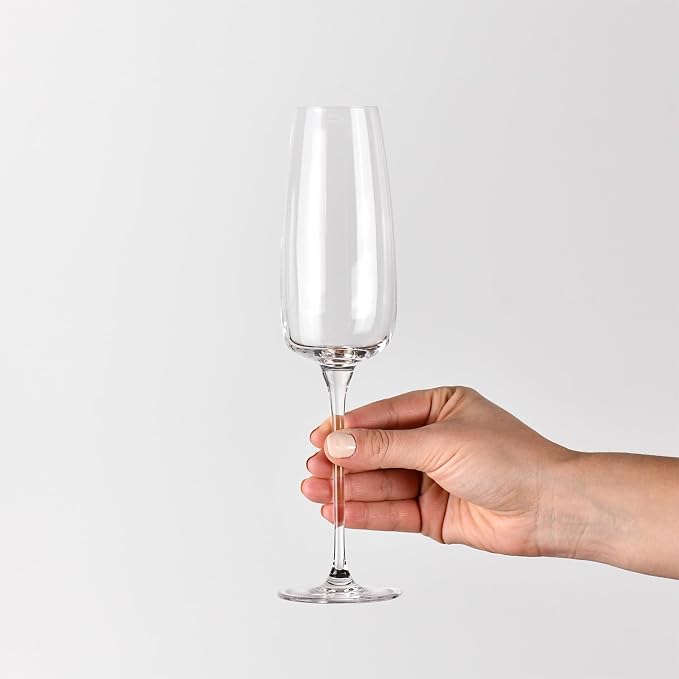 KROSNO Champagne Flutes Set of 4, 8.5 oz, Modern Collection | Drinking Glasses, Led-Free Crystal Glasses for Prosecco Sparkling Wine, Wedding Champagne Flutes, Dishwasher Safe