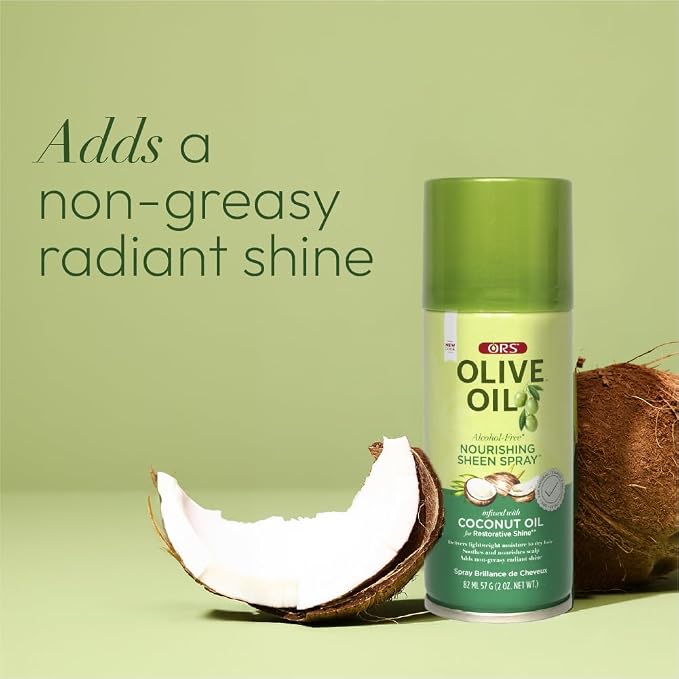 ORS Olive Oil Nourishing Sheen Spray Infused with Coconut for Restorative Shine Alcohol Free 2 Ounce (Pack of 3)