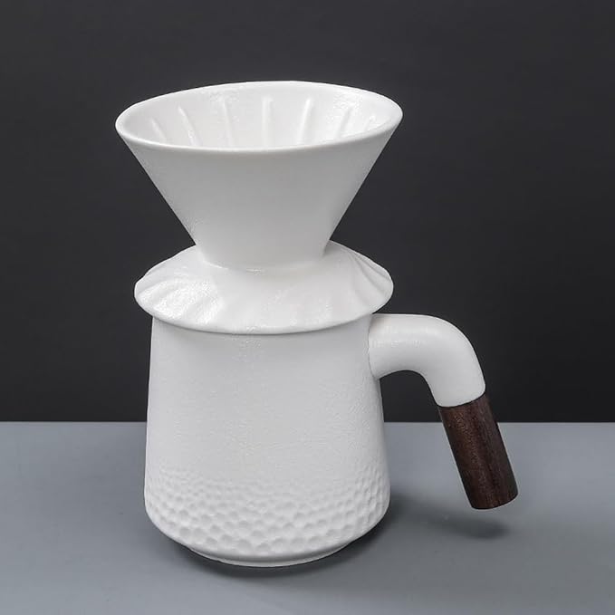 Handmade Black Pour Over Coffee Maker Set, Ceramic Coffee Dripper Brewer Heat Resistant Coffee Pot Decanter ACM01W